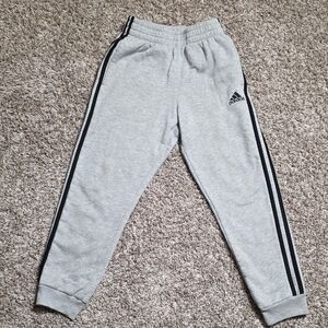 Adidas Kids Light Gray Joggers with Black Stripes
